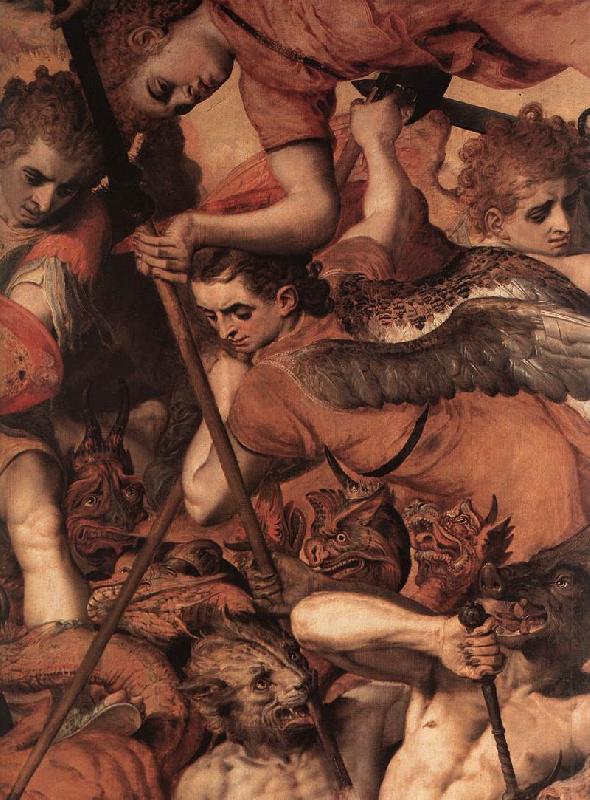 FLORIS, Frans The Fall of the Rebellious Angels (detail) dg oil painting image